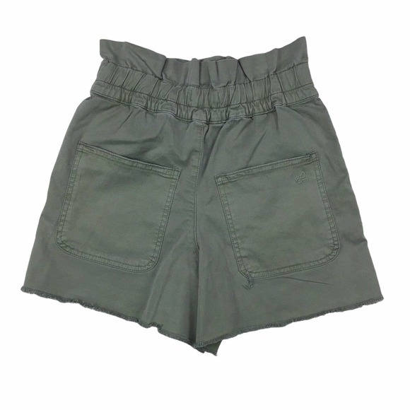DL1961 Thyme Yara Paperbag High Waist Pull-On Shorts Drawstring Women's XS Green - Picture 5 of 7